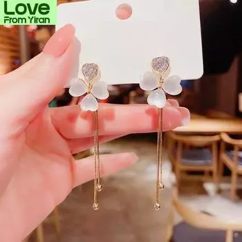 Новые серьги-подвески с цветком опала для женщин, ювелирные изделия с кисточками, подарки на день рождения