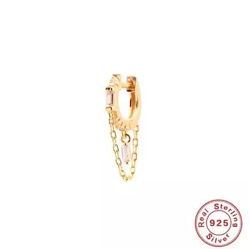 Новые серьги-подвески с геометрической цепочкой из стерлингового серебра S925 с квадратным цирконием 925 Silver