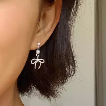 Новые серьги-подвески с жемчужным бантом, модные серьги-кисточки с бантом, женские украшения, подарки на вечеринку как