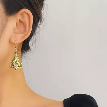Новые серьги-подвески в виде рождественской елки, женская мода, разноцветные хрустальные циркониевые жемчужные украшения, рождественские серьги как