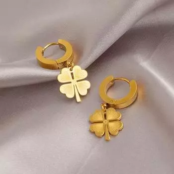Новые серьги-пуговицы с четырьмя листочками клевера Simple Wild Temperament Net Red Titanium Steel Earrings Lucky Earrings Boutique Female Earrings
