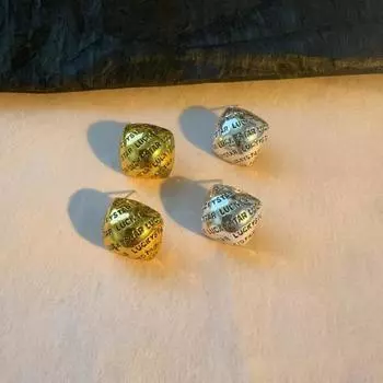 Новые серьги с французскими бриллиантовыми буквами и ретро-ажурными маленькими квадратными серьгами в ароматном стиле, геометрические универсальные серьги высокого класса для женщин золотой