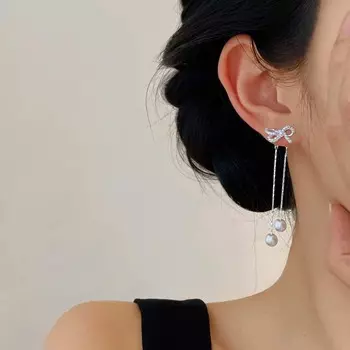 Новые серьги с кисточками-бантиками, изысканные, темпераментные, длинные серьги с жемчугом, женские праздничные украшения для вечеринок, подарки как