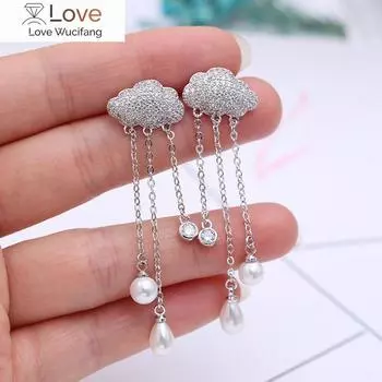 Новые серьги с микроинкрустацией цирконием Weather Cloud Earrings Crystal от австрийского оптового женского ювелирного магазина Woman Fine Jewelry Earrings