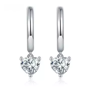 Новые серьги с муассанитом в форме сердца 0,5 карата на Хэллоуин, S925, посеребренные, белое золото 18 карат, женские серьги-капли, нежные ювелирные изделия GRA 0.5ct total 1ct