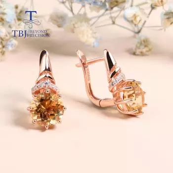 Новые серьги с натуральным цитрином, круглые 8,0 мм, с драгоценными камнями, серебро 925 пробы, модный дизайн для женщин, изысканные ювелирные изделия, подарок M жёлтый