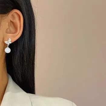 Новые серьги с опалом и бабочкой из циркона, модные женские повседневные серьги для поездок на работу, ювелирные изделия, подарки