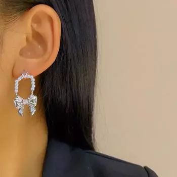 Новые серьги с подвеской в виде жемчужного банта, серьги с розовым кристаллом Love и цирконием, модные женские подарки на праздничные вечеринки
