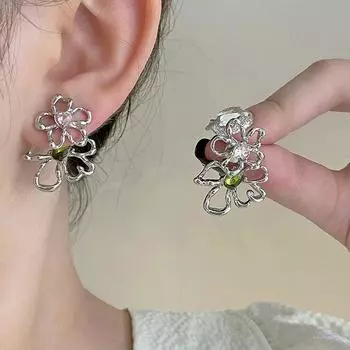 Новые серьги с полыми цветами из циркона, модные и индивидуальные, уникальные металлические серьги для женщин