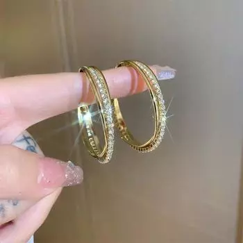 Новые серьги с преувеличенным темпераментом, круглые металлические серьги с бриллиантами для женщин