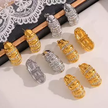 Новые серьги с рисунком в виде текстуры хлеба от Temperament, индивидуальное творчество, серьги из титановой стали с бриллиантами и покрытием из 18-каратного золота