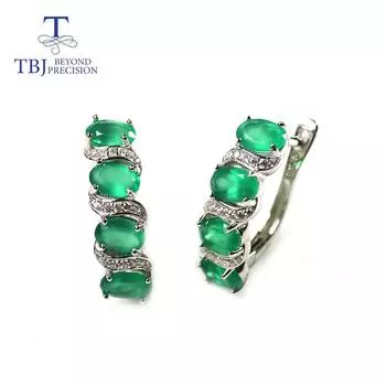 Новые серьги с зеленым агатом 4 карата, натуральный агат овальной формы 4*6 мм витой дизайн, серебро 925 пробы, изысканные ювелирные изделия для женщин M зелёный