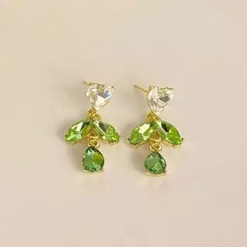 Новые серьги с зеленым цирконом и каплями воды, индивидуальные серьги с темпераментом, женские