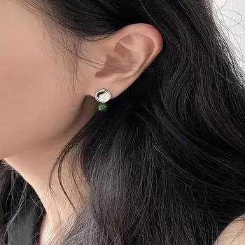 Новые серьги с зеркальным лицом, новые серьги с китайским зеленым жемчугом, персонализированные универсальные модные серьги
