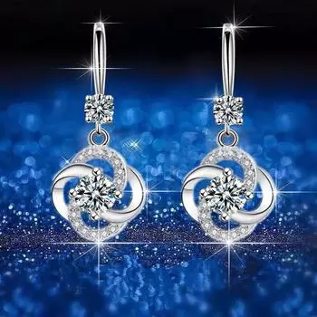 Новые серьги «Темперамент», имитирующие серебро S925, капли воды, циркон, средние и длинные, простые серьги в виде четырехлистного клевера