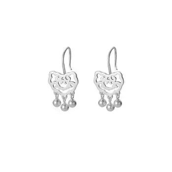 Новые серьги в китайском стиле Ping An Lock Tassel с кисточкой в виде крючка для ушей в стиле ретро в китайском стиле