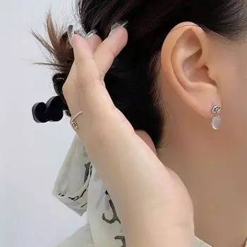 Новые серьги в китайском стиле в старинном стиле с благодатным облаком из белого халцедона, овальная подвеска, серьги в ретро-китайском стиле