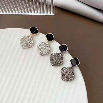 Новые серьги в корейском стиле, простые ретро-модные серьги со стразами, серебряные серьги-иглы S925, серьги с холодным ветром