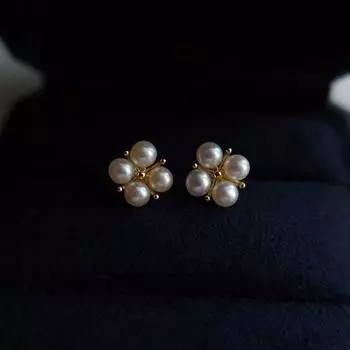 Новые серьги в стиле ретро с четырьмя листьями травы и пресной воды, яркие жемчужные серьги, серьги-шпильки из серебра 925 пробы, металлические серьги