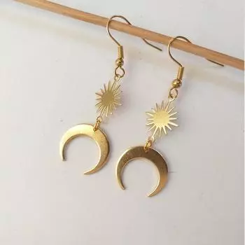 Новые серьги золотого цвета «Солнце и Луна», креативные украшения для женщин, подарок
