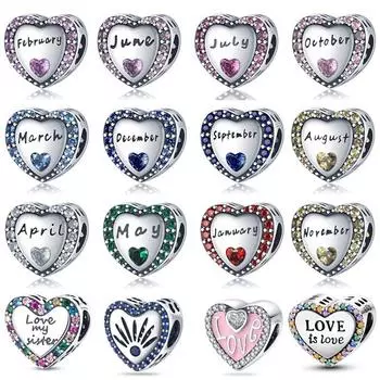 Новые серебряные бусины серии Love Zircon Heart подходят для браслета DIY, подвеска-подвеска, женские ювелирные изделия, Лидер продаж