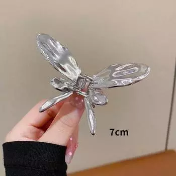 Новые серебряные металлические заколки-краб для волос в форме бабочки, аксессуары для женщин и девочек, модные однотонные матовые синие розовые заколки-краб для волос в форме акулы