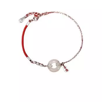 Новые серебряные монеты, несколько пар застежек, браслет из имитации нефрита Хотан, женская жизнь, красная веревка, аксессуары в национальном стиле, новогодний подарок Adjustable size