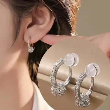 Новые серебряные серьги без пирсинга, круглые серьги-шарики, циркониевые медные серьги, подарок на день матери для женщин