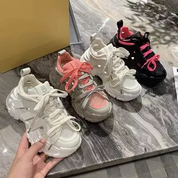 Новые серые универсальные туфли Little Dad в гонконгском стиле. Легкие студенческие спортивные туфли на толстой подошве. 35 чёрный