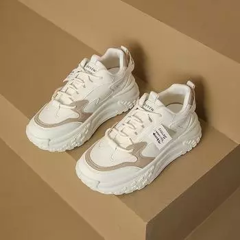 Новые сетчатые белые туфли на толстой подошве, универсальные спортивные туфли 35