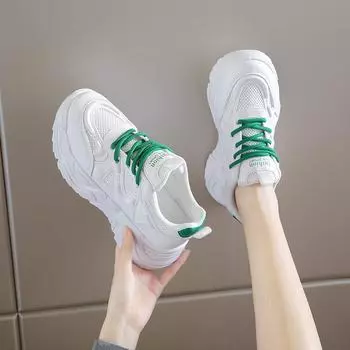 Новые сетчатые дышащие модные женские туфли с перекрестными ремешками, нескользящие износостойкие повседневные кроссовки на толстой подошве 35