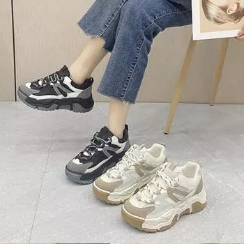 Новые сетчатые неглубокие ремешки с перекрещивающимися ремешками на толстой подошве, износостойкие модные женские туфли, осенние удобные повседневные кроссовки для бега 35