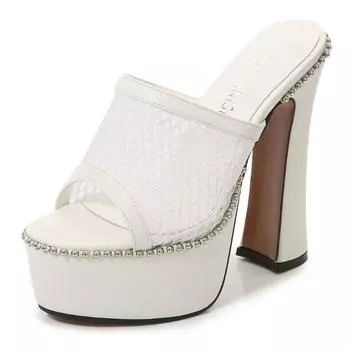 Новые сетчатые водонепроницаемые туфли на высоком толстом каблуке размером с стол, верхняя одежда, сказочная мода, сандалии на одном ремешке 35