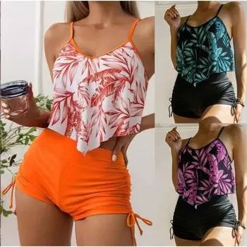 Новые сексуальные бикини с высокой талией, женский купальник, женский комплект бикини с принтом, большой размер, купальный костюм, летний бикини S