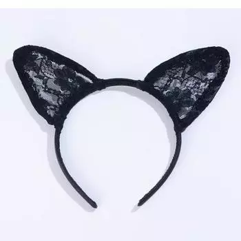 Новые сексуальные черные кружевные кошачьи ушки повязка на голову Хэллоуин аксессуары для волос сексуальные аксессуары оптом 5018 чёрный