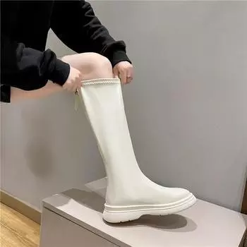 Новые сексуальные модные сапоги женские со средним рукавом эластичные носки сапоги для женщин толстая подошва женские сапоги уличная обувь для общения 35