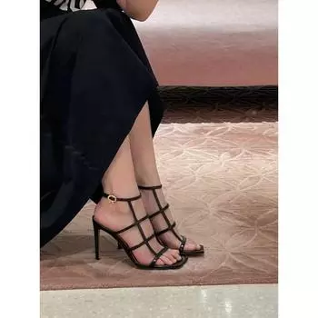 Новые сексуальные модные туфли на высоком каблуке с квадратным носком и ремешком из лакированной кожи, универсальные босоножки на тонком каблуке для женщин 35