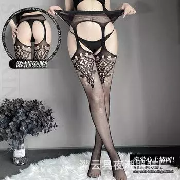 Новые сексуальные носки с подвязками, черные шелковые носки с сетчатым принтом, чулки с длинными трубками, похоть для женщин, чистое желание, большие размеры, тонкие, горячие сетчатые носки W26 one size fits all