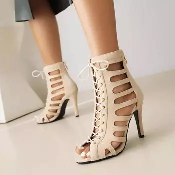 Новые сексуальные женские абрикосовые тонкие высокие каблуки мягкие открытые носки женские туфли на открытом воздухе замшевая подошва настраиваемые уличные большие размеры 34-46 35