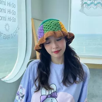 Новые шапки-бини ручной работы с крючком и цветком, с короткими полями, с оборками, мягкие вязаные шапки для женщин из Японии 56-58cm
