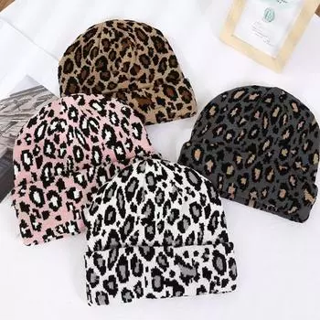 Новые шапки-бини унисекс с леопардовым принтом, модные осенне-зимние утепленные шапки в стиле хип-хоп, винтажные вязаные шапки для женщин и мужчин One Size белый