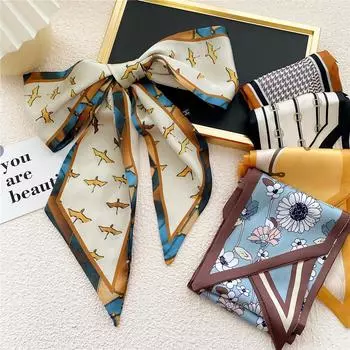 Новые шарфы Шелковые шарфы Женские весенние и осенние длинные декоративные профессиональные шарфы Летние тонкие стили в сочетании с рубашками Стильные 12*145cm