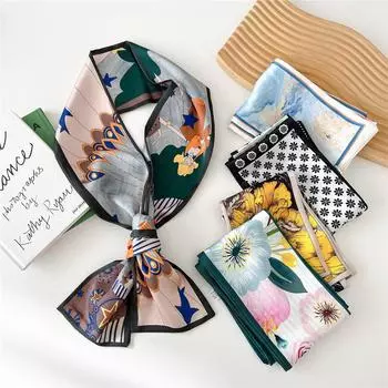 Новые шарфы Шелковые шарфы Женские весенние и осенние длинные декоративные профессиональные шарфы Летние тонкие стили в сочетании с рубашками Стильные 12*145cm