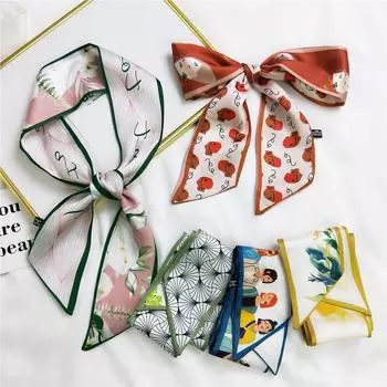 Новые шарфы Шелковые шарфы Женские весенние и осенние длинные декоративные профессиональные шарфы Летние тонкие стили в сочетании с рубашками Стильные 7*100cm