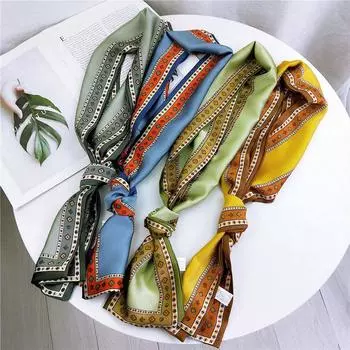 Новые шарфы Шелковые шарфы Женские весенние и осенние длинные декоративные профессиональные шарфы Летние тонкие стили в сочетании с рубашками Стильные 15*145cm