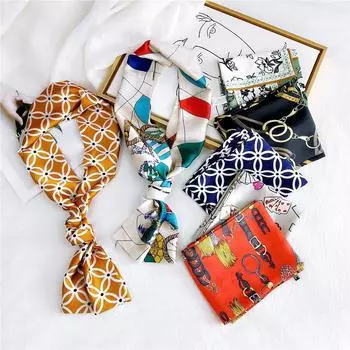 Новые шарфы Шелковые шарфы Женские весенние и осенние длинные декоративные профессиональные шарфы Летние тонкие стили в сочетании с рубашками Стильные 15*145cm