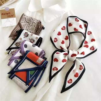 Новые шарфы Шелковые шарфы Женские весенние и осенние длинные декоративные профессиональные шарфы Летние тонкие стили в сочетании с рубашками Стильные 9*100cm