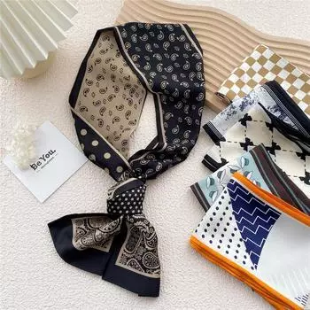 Новые шарфы Шелковые шарфы Женские весенние и осенние длинные декоративные профессиональные шарфы Летние тонкие стили в сочетании с рубашками Стильные 13*145cm