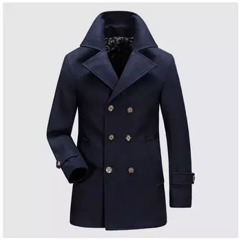 Новые шерстяные пальто осень-зима для мужчин, повседневно-деловой стиль, большой размер, свободный, воротник-стойка, шерстяные пальто средней длины M