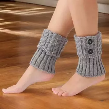 Новые шерстяные теплые сапоги из Европы и Америки, чехол для ног, женские осенние и зимние вязаные жареные переплетения, пуговицы, короткая защита для ног, защита для колен белый